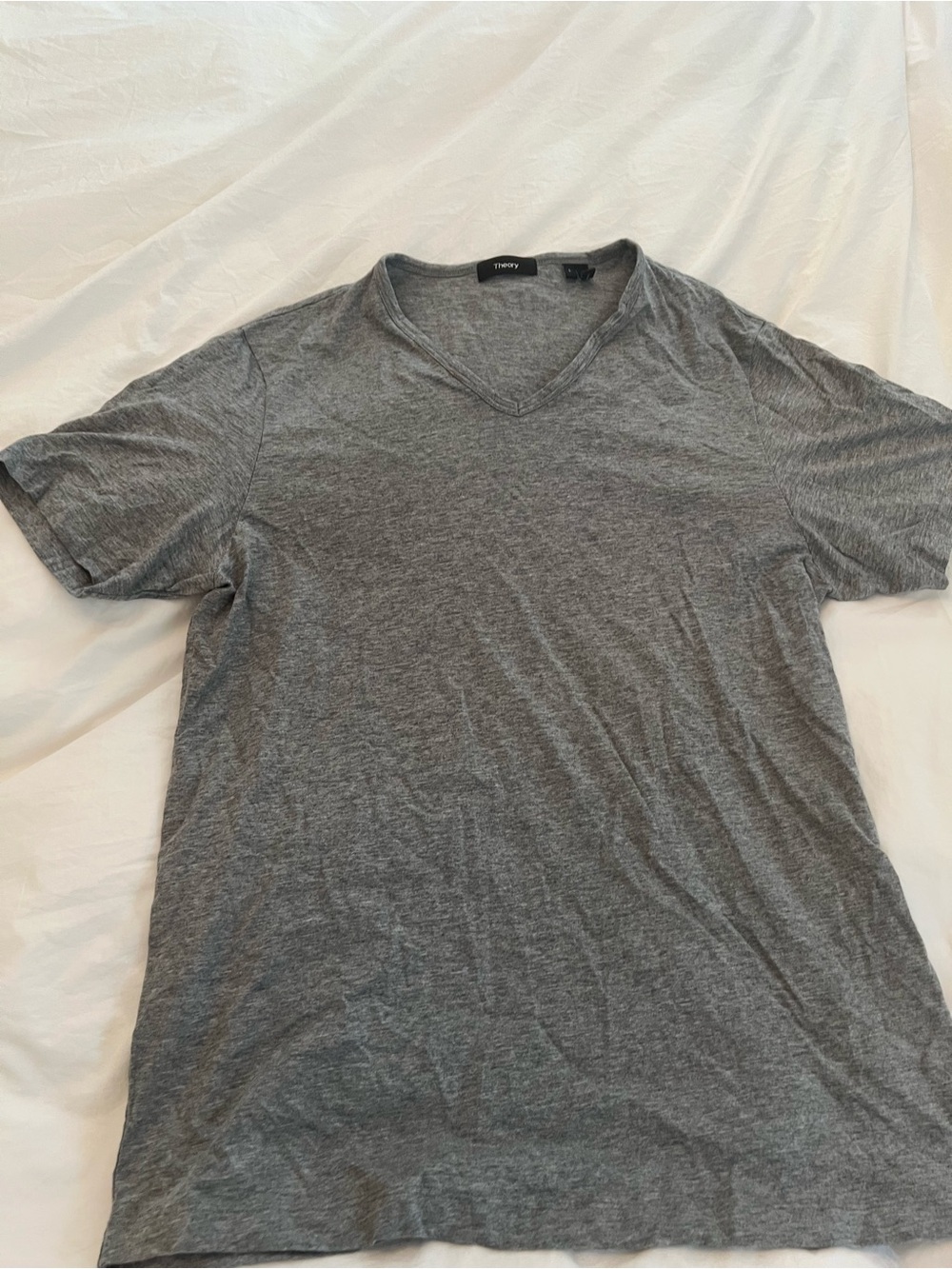 Theory Men’s Heather Gray V-Neck Short Sleeve Tee